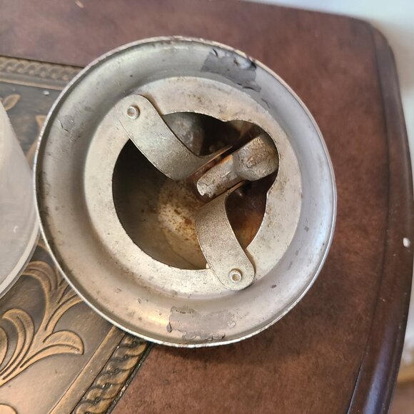 VTG Bell Desk Hotel Service Counter Front Table VTG Patina Container Underneath - Picture 6 of 6